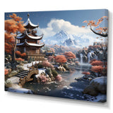 Asian snow landscape temple serenity II - Landscapes Canvas Wall Art