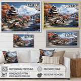 Asian snow landscape temple serenity II - Landscapes Canvas Wall Art