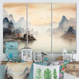 Grey Tranquil Chinese landscape serenity II - Multi-Panels