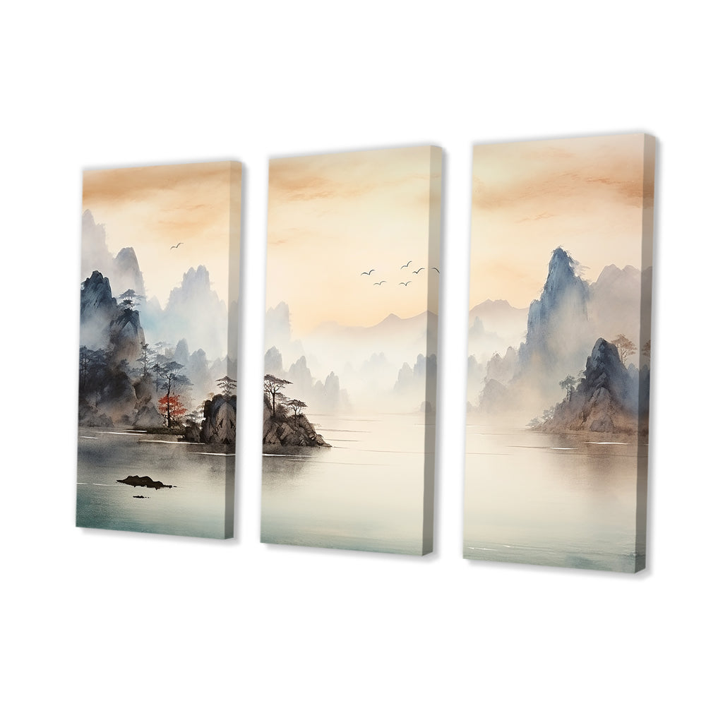 Grey Tranquil Chinese landscape serenity II - Multi-Panels