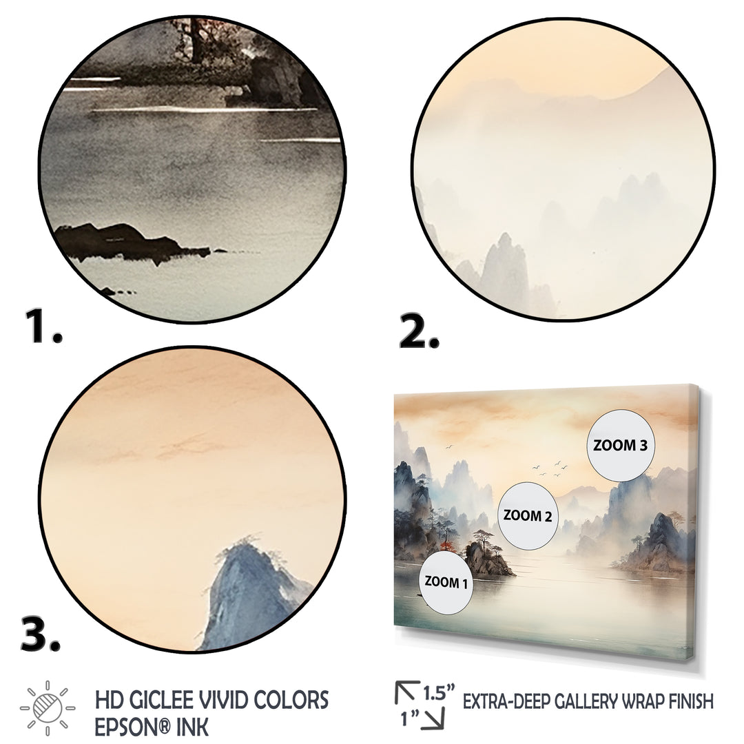 Grey Tranquil Chinese landscape serenity II - Multi-Panels