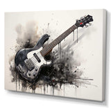 Brown Charcoal Guitar Vibrations II - Music Canvas Wall Art