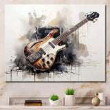 Brown Charcoal Guitar Vibrations IV - Music Canvas Wall Art