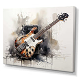 Brown Charcoal Guitar Vibrations IV - Music Canvas Wall Art