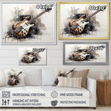 Brown Charcoal Guitar Vibrations IV - Music Canvas Wall Art