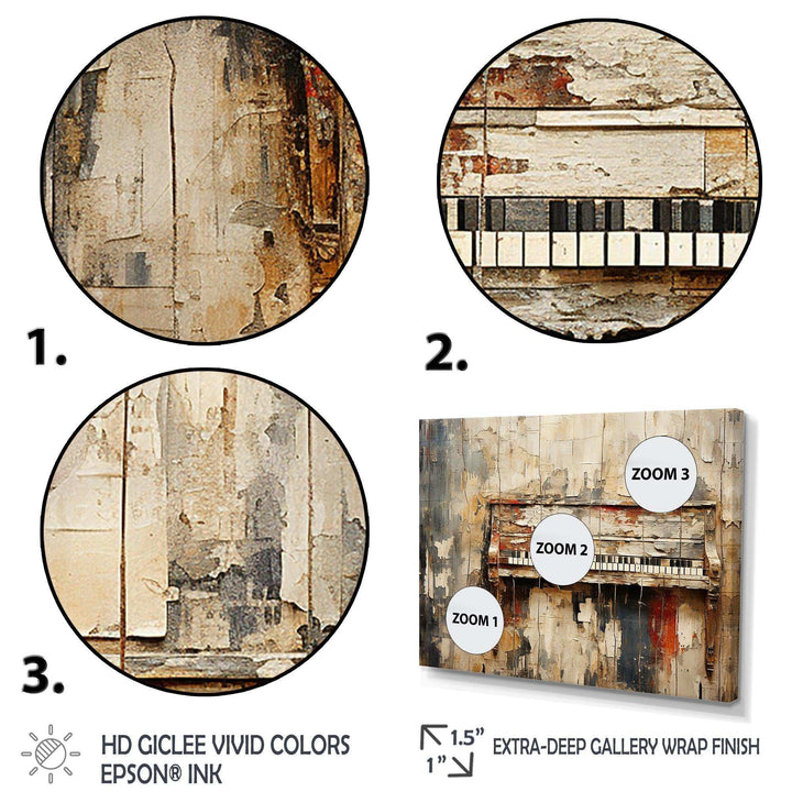Rustic brown piano melodies I - Music Canvas Wall Art