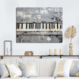 Minimalism grey and white piano keys - Music Canvas Wall Art