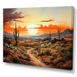 Orange Silhouette Cactus Sunrise - Floral Canvas Wall Art