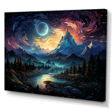 Yellow Mountain moon galatic I - Landscapes Canvas Wall Art