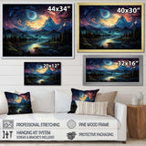 Yellow Mountain moon galatic I - Landscapes Canvas Wall Art