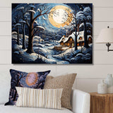 Christmas winter cottage scenery I - Landscapes Canvas Wall Art