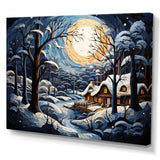 Christmas winter cottage scenery I - Landscapes Canvas Wall Art