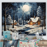 Christmas winter cottage scenery II - Landscapes Canvas Wall Art