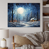 Christmas winter cottage scenery III - Landscapes Canvas Wall Art