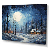 Christmas winter cottage scenery III - Landscapes Canvas Wall Art