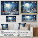 Christmas winter cottage scenery III - Landscapes Canvas Wall Art