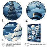 Blue and white Frosty snowman landscape II - Landscapes Canvas Wall Art