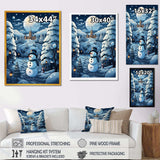 Blue and white Frosty snowman landscape II - Landscapes Canvas Wall Art