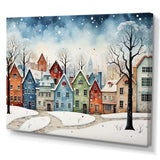 Multicolor frosty city in winter I - Landscapes Canvas Wall Art