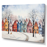 Multicolor frosty city in winter II - Landscapes Canvas Wall Art