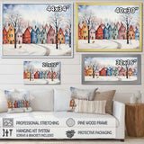 Multicolor frosty city in winter II - Landscapes Canvas Wall Art