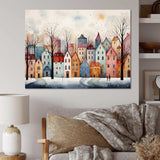 Multicolor frosty city in winter III - Landscapes Canvas Wall Art