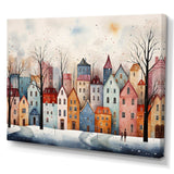 Multicolor frosty city in winter III - Landscapes Canvas Wall Art