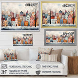 Multicolor frosty city in winter III - Landscapes Canvas Wall Art