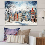 Christmas village in Winter III - Landscapes Canvas Wall Art