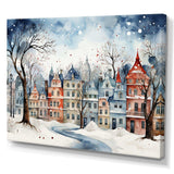 Christmas village in Winter III - Landscapes Canvas Wall Art