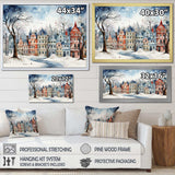 Christmas village in Winter III - Landscapes Canvas Wall Art