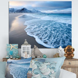 White calm wave on Coastal Beach IV - Coastal Canvas Wall Art