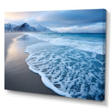 White calm wave on Coastal Beach IV - Coastal Canvas Wall Art