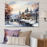 Wonderful village winter at Christmas I - Landscapes Canvas Wall Art