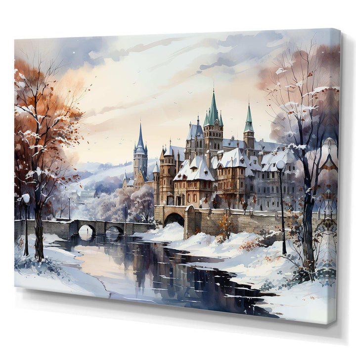 Wonderful village winter at Christmas I - Landscapes Canvas Wall Art