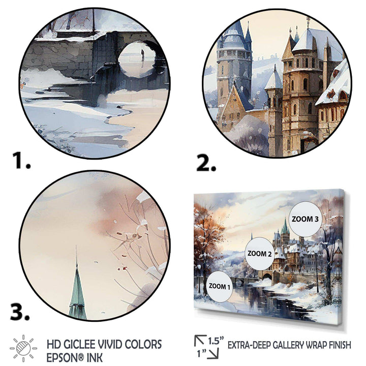 Wonderful village winter at Christmas I - Landscapes Canvas Wall Art