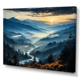 Blue and green Majesty Mountain  Panorama I - Landscapes Canvas Wall Art