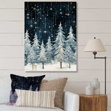 Winter Pine tree starry night sky I - Floral Canvas Wall Art