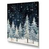 Winter Pine tree starry night sky I - Floral Canvas Wall Art