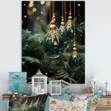 Green Christmas decoations pine tree III - Floral Canvas Wall Art