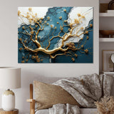 Gold and emerald Ancient bonsai  I - Floral Canvas Wall Art