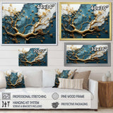 Gold and emerald Ancient bonsai  I - Floral Canvas Wall Art