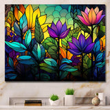 Colorful Jungle tropical plams mosaic - Landscapes Canvas Wall Art