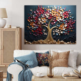 Pink and Blue golden tree on blue tones - Landscapes Canvas Wall Art