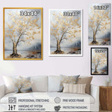 Gold and Silver maple tree on lake - Floral Canvas Wall Art