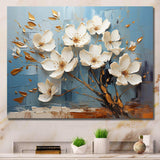 White and Blue Golden Orchid Tree Garden Of Branches VI - Floral Canvas Wall Art