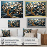 Blue and white Orchid Tree Golden Of Branches VI - Landscapes Canvas Wall Art