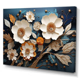 White and Gold Charming Spring  flower blooms II - Floral Canvas Wall Art