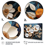 White and Gold Charming Spring  flower blooms II - Floral Canvas Wall Art