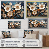 White and Gold Charming Spring  flower blooms II - Floral Canvas Wall Art